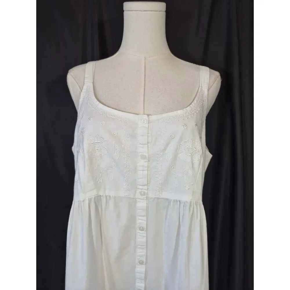 The 1 For U Ruby White Cotton Sleeveless Nightgown Medium